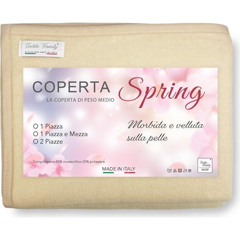 COPERTA Leggera estiva SPRING Peso Medio Modacrilico MADE in ITALY Beige 1 PIAZZA