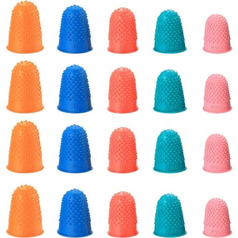 Lot de 20 protège-doigts en caoutchouc épais, doigtiers de tri et comptage, protections pour trier, ranger, compter les billets, colle chaude, jeux et sport (5 tailles) (1/5)