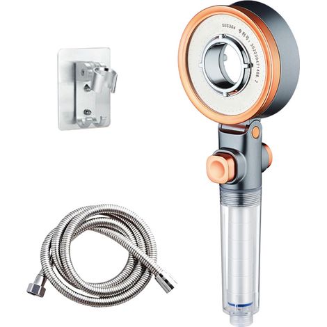 1 pommeau de douche à main, filtration eau, 3 modes jet, flexible 1,5 m, arrêt sous pression, pour soins visage et corps (1/5)
