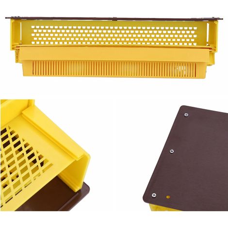 Piège à pollen plastique jaune pour entrée de ruche apicole bac collecteur pollen 1 pièce 37 x 13,5 x 9 cm (1/5)