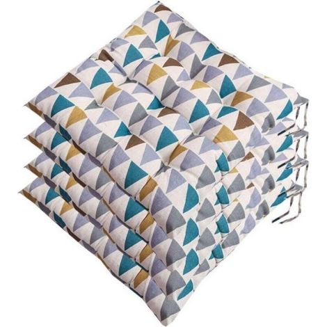 Galettes De Chaise - 40x40x6 Cm - Rembourrage Polyester 100 % - Tissu Mixte Polyester/Coton 50/50 - Avec Liens De Fixation - Lot De 4 (1/3)
