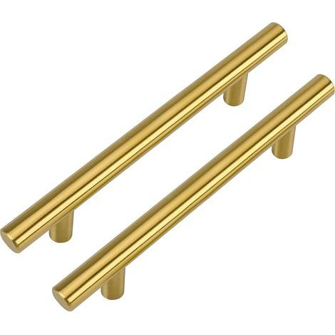 2Pcs，Brushed Aluminum Kitchen Cabinet Door Handle, Stainless Steel T Knob, 192mm Center Distance