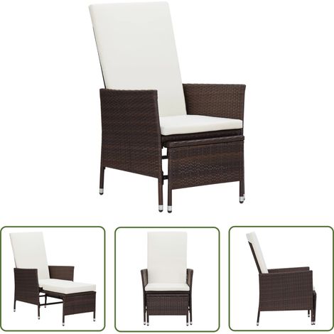 The Living Store Garten-Liegestuhl mit Auflagen Poly Rattan Braun - Gartenstuhl - Lounge Chair - Outdoor Möbel - Rattan Gartenmöbel - Gartenliege (1/5)