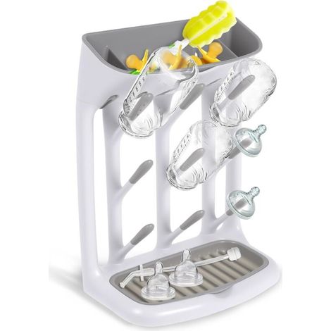 Égouttoir vertical pour biberons avec plateau amovible, convient pour contenir 9 biberons, partie pompe et accessoires d'allaitement, essentiels pour nouveau-né