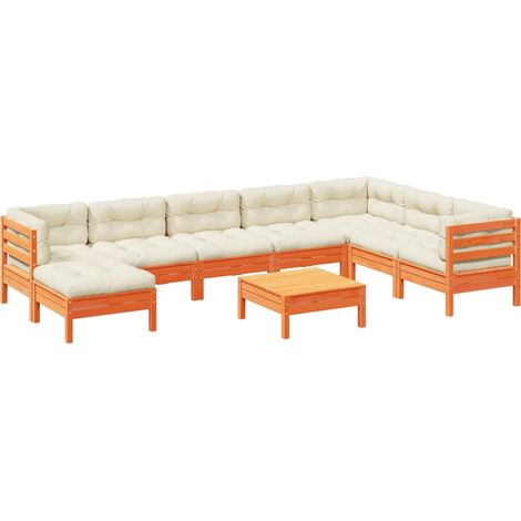 Maison Exclusive - Set de sofás jardín 9 pzas con cojines madera (1/5)