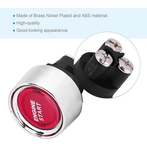 Bouton de démarrage moteur DC 12V 50A Commutateur à bouton-poussoir avec LED Remplacement facile pour voiture