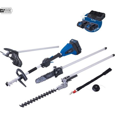 Decespugliatore 4in1 2 batterie 2 Ah doppiocaricatore ixes Scheppach bc-mfh400-x