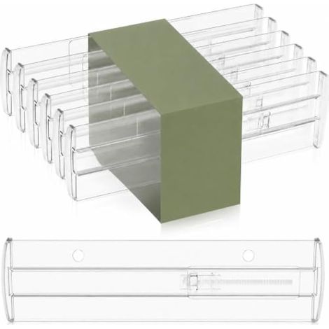 8 Pcs Séparateurs de Tiroirs Réglables, Organisateur de Tiroir Extensible 26,8 à 43,1 cm, Séparateur Tiroir Transparent, Séparateurs de Tiroirs en Plastique, pour Salle de Bain Table Commode (1/5)