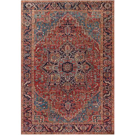 Tapis salon et chambre 200x290 bordeaux et gris tissé motif oriental VIVACE 3 (1/4)