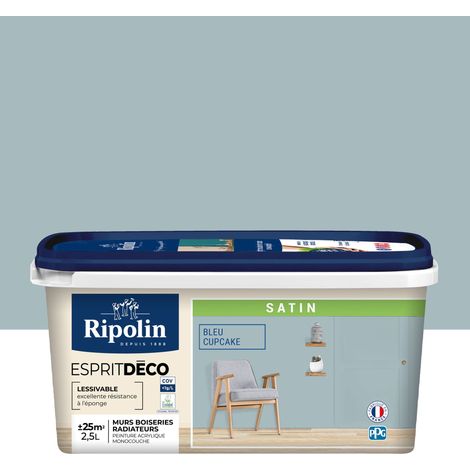 Peinture Murale Toutes Pièces - Satin - 2,5L - Bleu Cupcake - Ripolin (1/6)