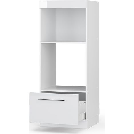 Armoire micro-ondes Fame-Line, Blanc Haute brillance, 60cm ouvert, Vicco
