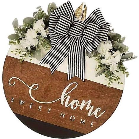 Plaque en bois "Bienvenue" thème printanier, panneau décoratif pour intérieur ou extérieur, enseigne d'accueil naturelle. (1/4)