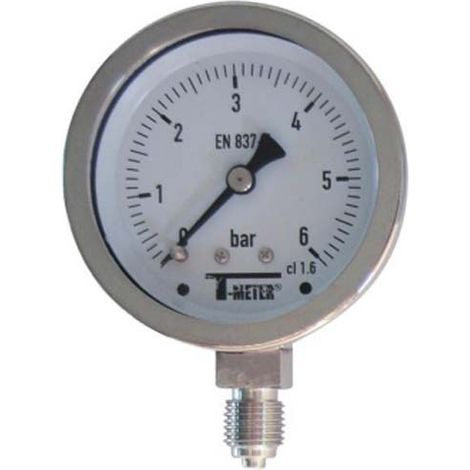 Manomètre TOUT Inox à cadran sec RADIAL Mâle 1/4" (8/13) - Ø63 - Pression 0 / 16 bar - Sferaco