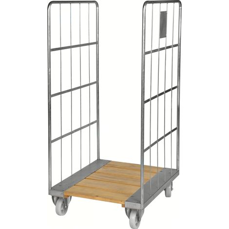 Kongamek Rollcontainer verzinkt 800x710x1600mm mit Holzboden und 2 Gitterwänden 100x380mm mit Bremse