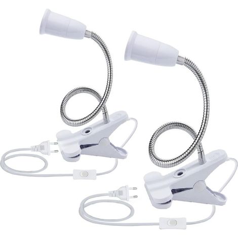 2 bases para lámparas de mesa LED E27, portalámparas con clip, base para lámpara de cuello de cisne, base con clip para lámpara de mesa con interruptor de 360°, portalámparas para lectura y maquillaje (1/5)
