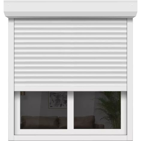 Ici Store – Volet roulant manuel aluminium 220x240 cm – Blanc RAL 9016 – Coffre extérieur étanche – Résistance au vent classe 3 à 6 (1/5)