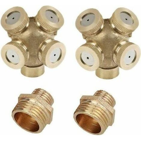 Lot de 2 buses de pulvérisation en laiton avec trou, buse de brumisation, arroseurs de jardin, connecteur de tuyau d'eau pour le jardinage et l'agriculture (1/3)