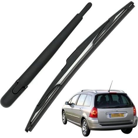 Bras Essuie Glace Arrière et Balai Essuie Glace, Arrière de Bras d'Essuie-Glace en Caoutchouc Naturel Toutes Saisons Kit Remplacement pour Peugeot 307 2001-2008 (1/5)