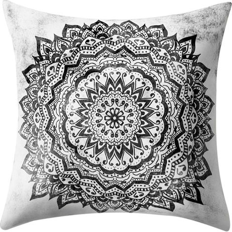 1 Housse de coussin 45x45cm motif fleurs datura, fermeture éclair, coton doux, décoration salon chambre (1/5)