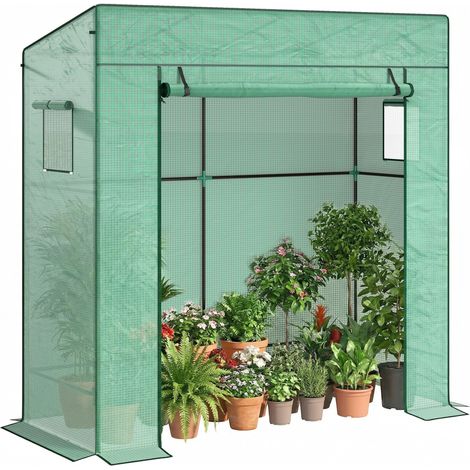 Serre de Jardin PE Serre de Balcon 2 Fenêtres 196x77x197cm Vert (1/5)