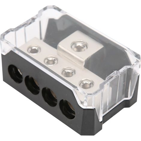 Bloc de distribution électrique avec porte-fusible, entrée 1x0GA/1GA, sortie 4x4GA, type T, pour système audio automobile ou bateau (1/5)