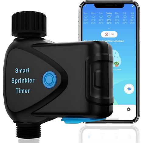 Minuterie d'eau WiFi avec Débitmètre, minuterie de Tuyau d'arrosage Intelligent Compatible avec Alexa et Google Home, système d'irrigation à Distance sans Fil avec hub Wi-FI, pour arrosage de Jardin (1/5)