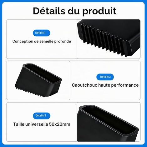 Universal Rubber Ladder Foot Covers Rubber Rail Cover for Telescopic Ladders and Stepladders (Black) (1/2)
