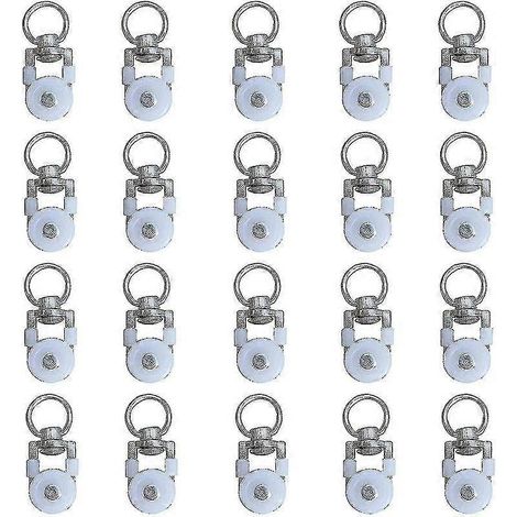 Lot de 20 roulettes pour tringle à rideaux, roulettes de guidage, galets de tringle à rideaux, poulie silencieuse, roulettes doubles pour tringle à rideaux. (1/5)