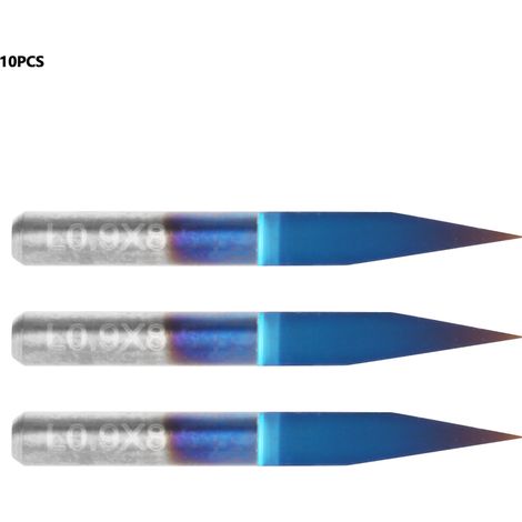 Boîte de 10 outils de gravure en acier tungstène plaqué bleu 3,175 pour sculpture CNC (20°0,1) (1/5)