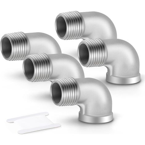 1 pièces coude à 45 degrés en acier inoxydable 304, tuyau mâle 1"BSP vers femelle 1"BSP, raccord de tuyauterie 304 Mbsp X Fbsp(90 Degrés) 1/4"BSP(5 PCS) (1/5)
