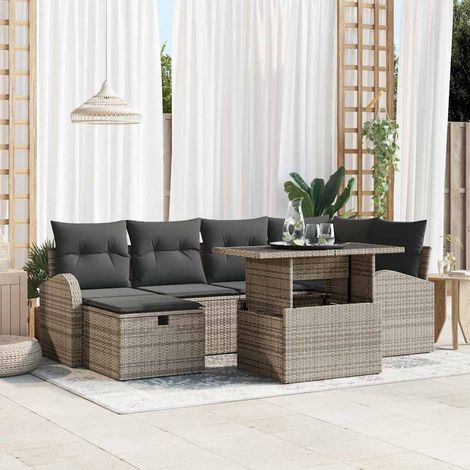 Set Divano da Giardino 7 pz Grigio polyrattan vidaXL (1/5)