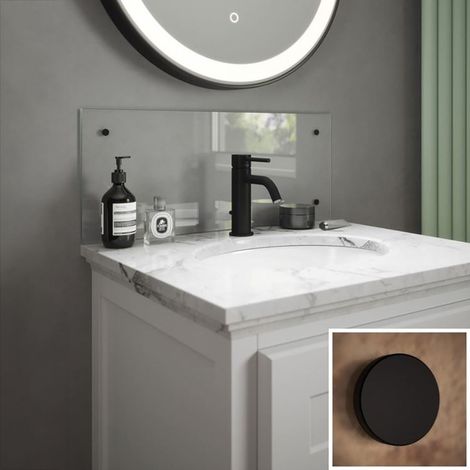 Splashback Clear Glass Bathroom Backsplash Matt Black Cap 250x500x4mm