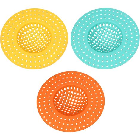 Lot de 3 - Filtre évier - Acier inoxydable - Protection contre les débris pour cuisine et salle de bain - Résistant à la corrosion - Argenté - 8x8cm (1/3)