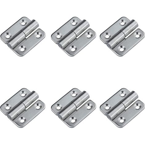 Lot de 6 charnières pour meubles et portes - Facilement réglables - Amovibles - Acier inoxydable - Argentées (1/4)