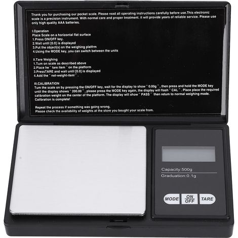 Mini balance de poche numérique LED portable de haute précision pour bijoux en or, argent et diamants (500 g/0,1 g) (1/5)