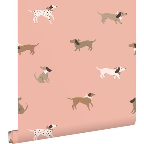 papier peint chiens rose et marron - ESTAhome (1/5)