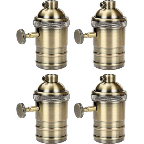 4 pièces Edison Douille Vintage E27 Adaptateur De Lampe avec interrupteur Rétro Vintage Lustre Sans Fil Laiton Antique