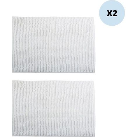 Lot de 2 tapis de bain CHENILLE 40x60cm Blanc MSV