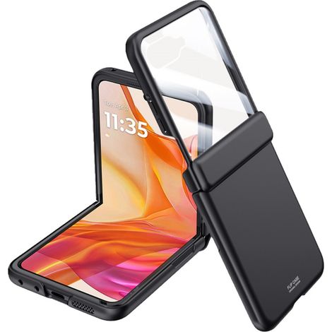 Étui en polycarbonate avec vitre en verre pour Motorola Razr 50 Ultra, noir (1/4)