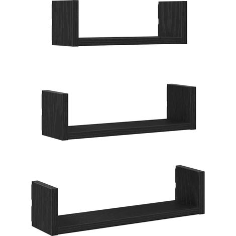 Maison Exclusive - Mensole Parete 3pz Rovere Nero in Legno Multistrato