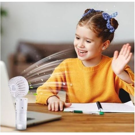 Mini ventilateur brumisateur portable, 4000 mAh, rechargeable par USB (autonomie de 5 à 21 heures), 4 vitesses, silencieux, pliable et de poche, idéal pour les voyages et les activités de plein air. C (1/4)