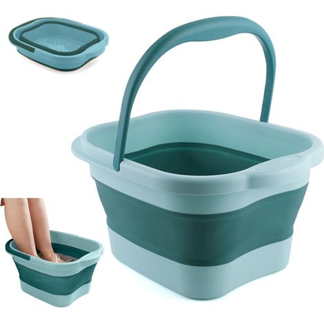 Baignoire de pieds pliable avec poignée, baignoire spa pliable en plastique avec masseur, verte (1/5)