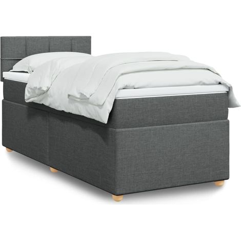 Boxspringbett mit Matratze Dunkelgrau 90x190 cm Stoff