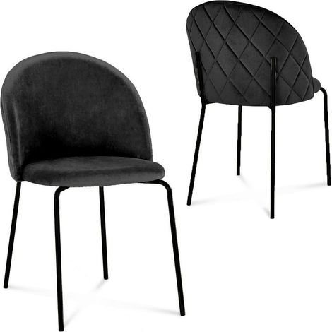 Lot de 2 chaises design en velours noir pieds noirs KENNETH (1/5)