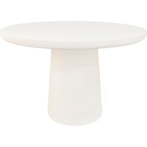 Table à Manger Ronde Scandinave en MDF et Enduit de Chaux Blanc Naturel 120x120 cm - PANGIVO (1/5)