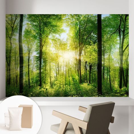Carta Da Parati - Murale Alla Moda Decorazione - Camera Da Letto - Con Colla Gratuita Armonia della foresta 104x70 cm (1/5)