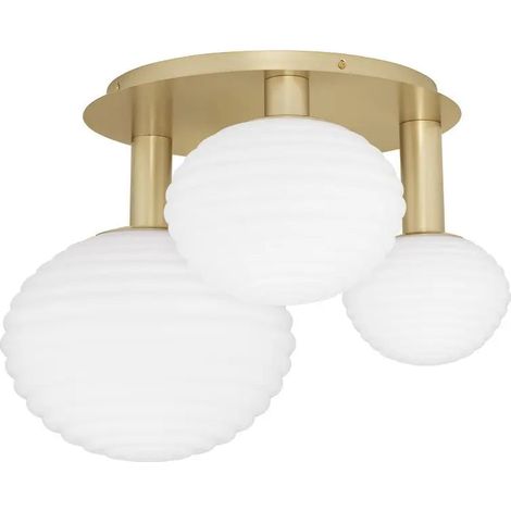 [NEUWERTIG] B-Ware Nova Luce Deckenleuchte Deckenlampe Allen Gold Weiß E27 Led 3 Fach Dimmbar Glas