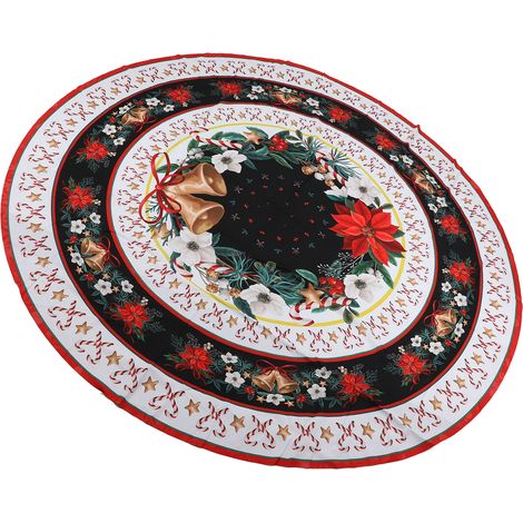 Nappe ronde de Noël 152 cm (59,84 po) style rustique, décoration de cuisine de ferme, en polyester lavable, idéale pour les fêtes d'hiver YZB(203) (1/5)