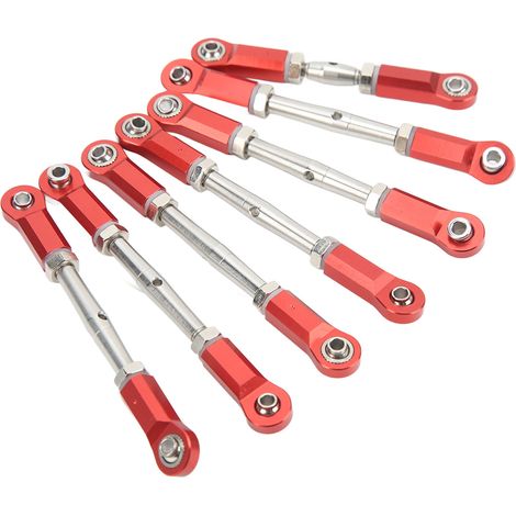 Set aus 7 robusten und praktischen Lenkgestängen aus Aluminiumlegierung für Traxxas 1/10 RC Short Trucks (rot). (1/5)