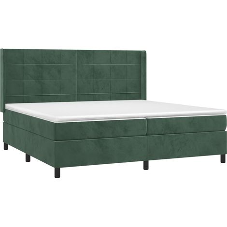 Cama box spring con colchón terciopelo verde oscuro 200x200 cm vidaXL (1/4)